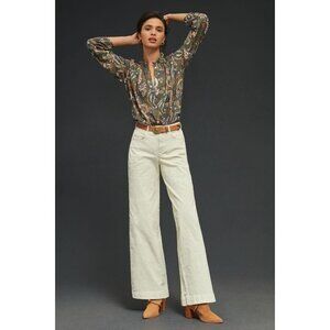 Anthropologie Pilcro The Gwen Wide-Leg Corduroy Pants Color Ivory Size 1…